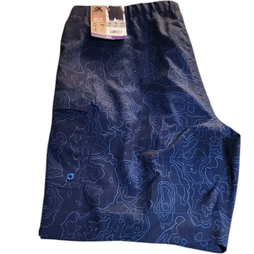 ZeroXposur Mens XXL Blue Swim Trunks Board Shorts UPF 50+ Quick Dry Pockets NWT